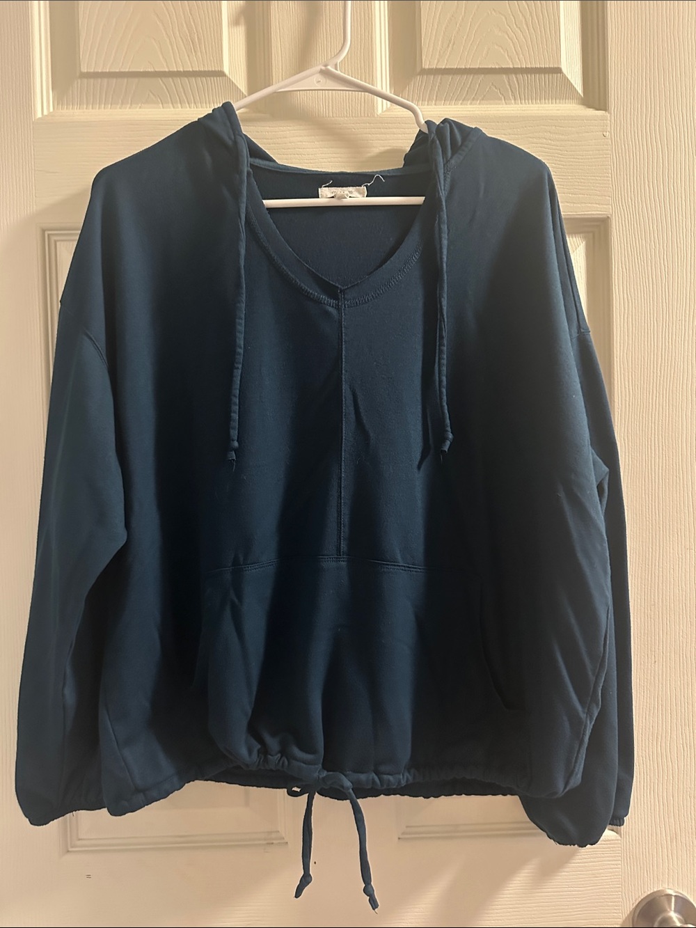 Maurice’s Women's V-Neck Hooded Pullover Sweater Dark Teal/Green